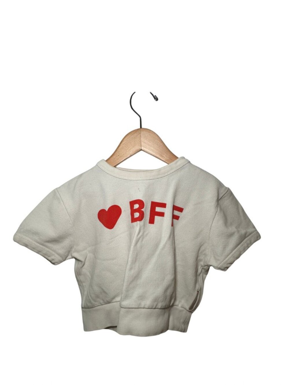 Tiny Cottons Cream Heart BFF Cropped Sweatshirt 4Y